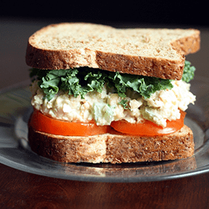 A Creamy Chickpea Salad Sandwich on a Plate