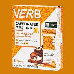A box of Verb chocolate chip banana bread energy bars.
