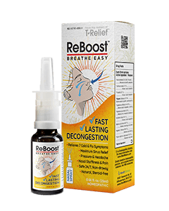 T-Relief ReBoost Breathe Easy Nasal Spray package.