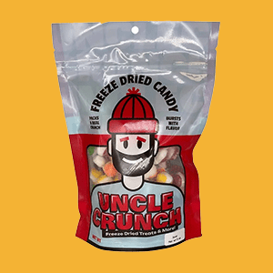 Bag of Uncle Crunch Freeze Dried Candy.