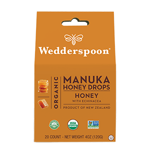 Package of Wedderspoon Organic Manuka Honey Drops.