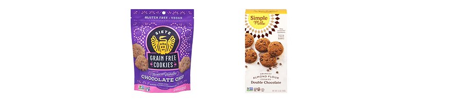 Gluten free cookies including Siete grain-free cookies and Simple Mills almond flour cookies.