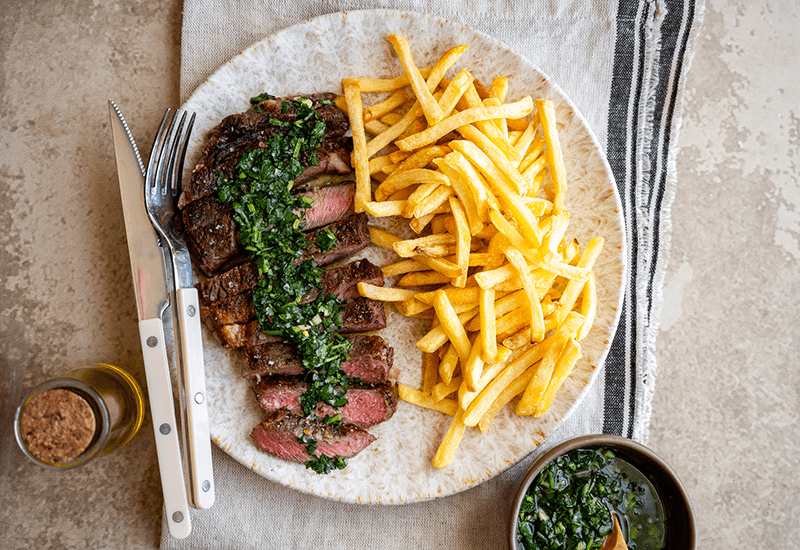 Steak Frites with Chimichurri Sauce
