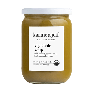Jar of Karine & Jeff vegetable soup.