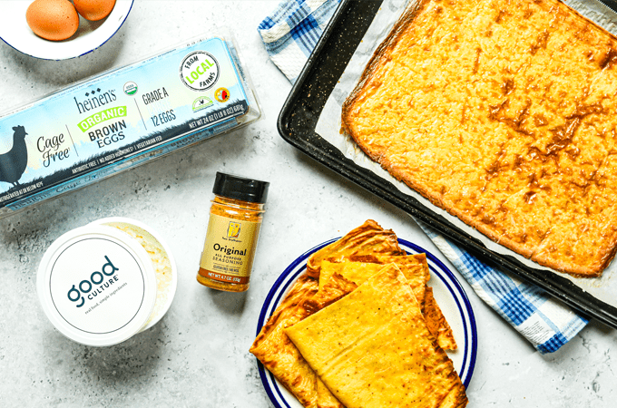 Eggs, cottage cheese, all-purpose seasoning, and freshly cooked cottage cheese egg wraps