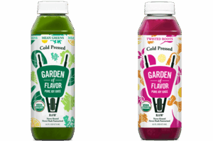 Garden of flavor mean greens and twisted roots juice bottles