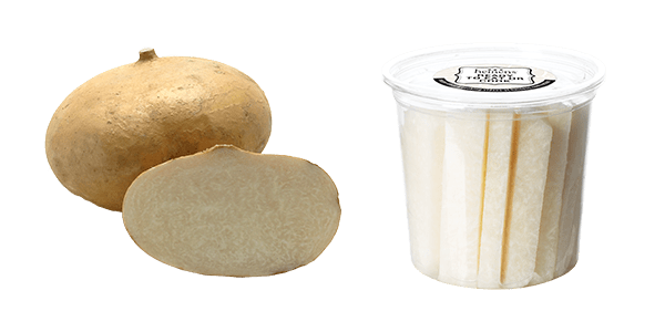 Whole jicama and Heinen's sliced ready to go package