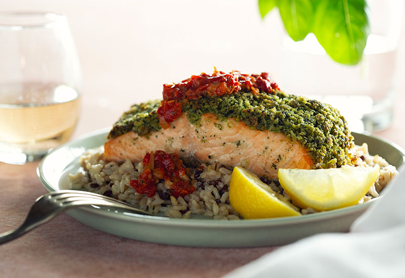 What’s For Dinner? Pesto Crusted Verlasso Salmon