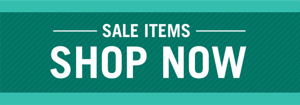 A Two-Toned Blue Graphic that Reads, " Sale Items Shop Now"
