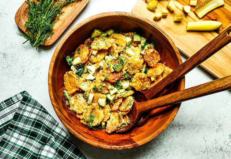 Smashed Tater Tot Potato Salad