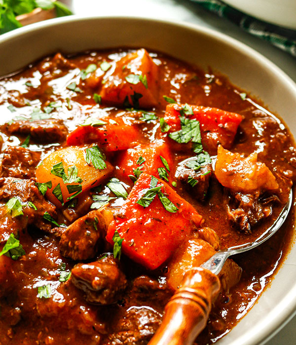 Bowl of Classic Beef Stew with beef, potatoes, and carrots
